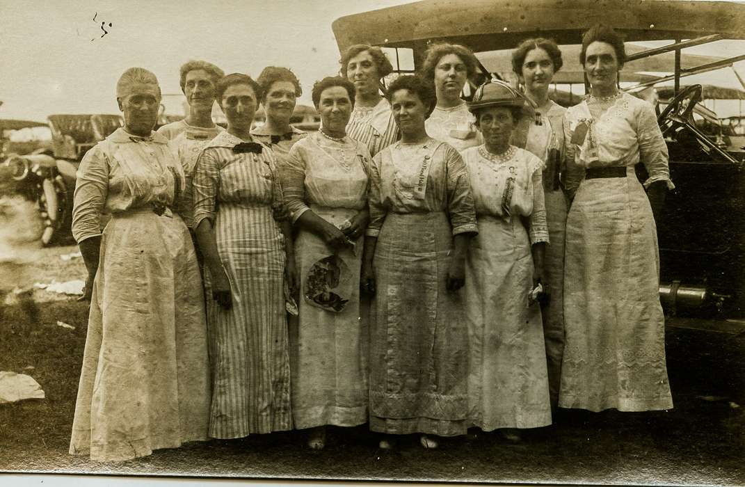 Portraits - Group, history of Iowa, women, Iowa History, Motorized Vehicles, ribbon, Anamosa Library & Learning Center, Iowa, Anamosa, IA