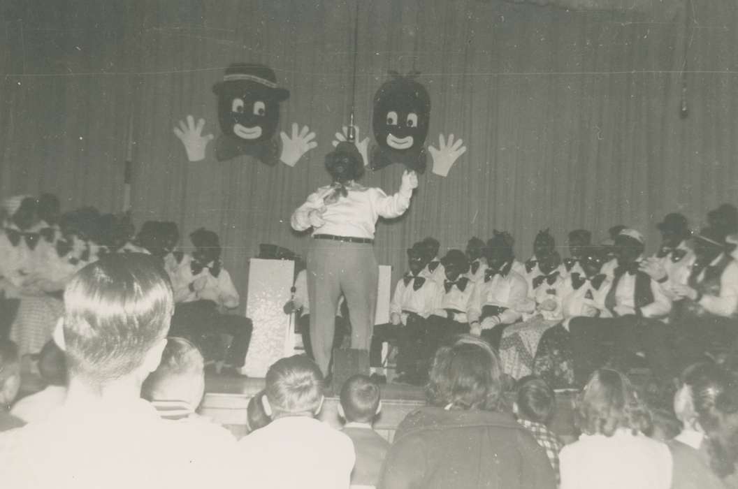 history of Iowa, blackface, minstrel, Entertainment, Iowa History, stereotype, play, Orange, IA, Iowa, Mountain, Carole, Schools and Education, Children, stereotype of african american
