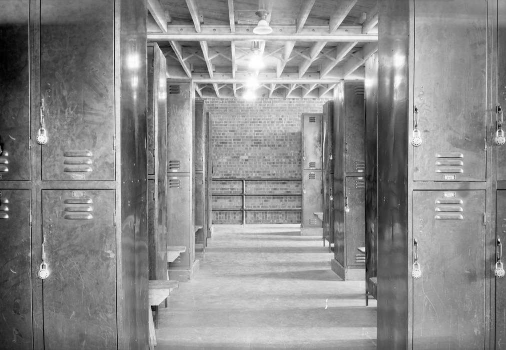 Cedar Falls, IA, history of Iowa, Iowa History, locker room, uni, iowa state teachers college, lockers, UNI Special Collections & University Archives, Iowa, Schools and Education, university of northern iowa
