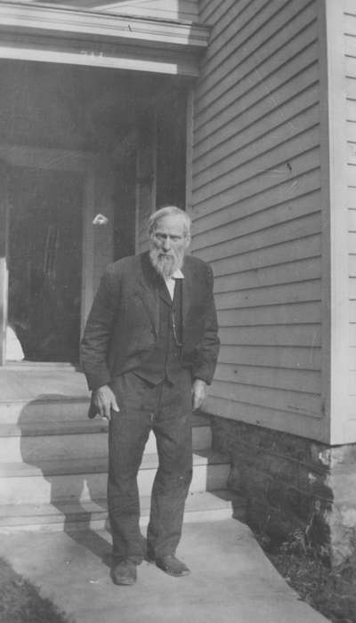 beard, history of Iowa, porch, Iowa, Mullenix, Angie, Portraits - Individual, Iowa History, Vinton, IA