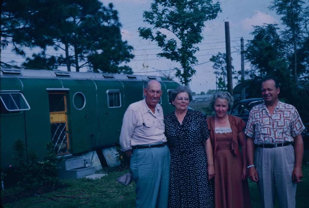 trailer, Portraits - Group, Iowa History, Iowa, Motorized Vehicles, Harken, Nichole, trousers, Travel, history of Iowa