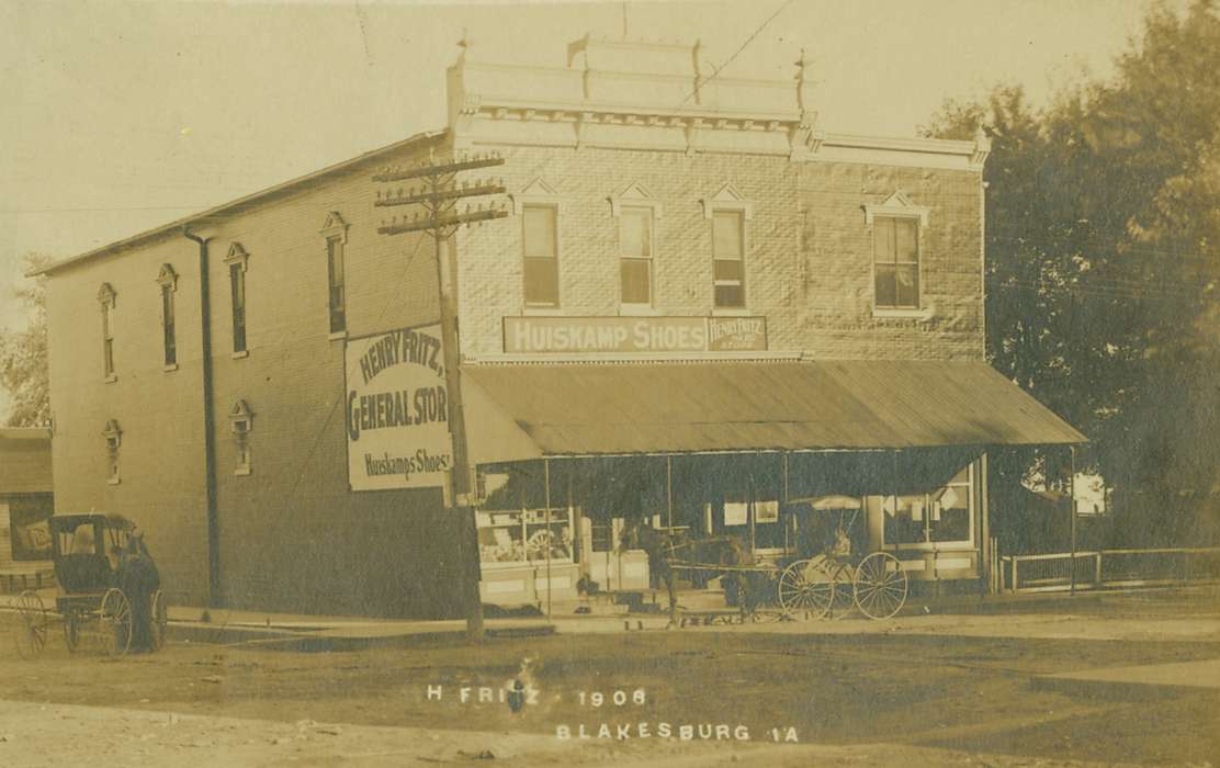history of Iowa, Iowa History, horse and buggy, Businesses and Factories, store, Blakesburg, IA, Iowa, Lemberger, LeAnn