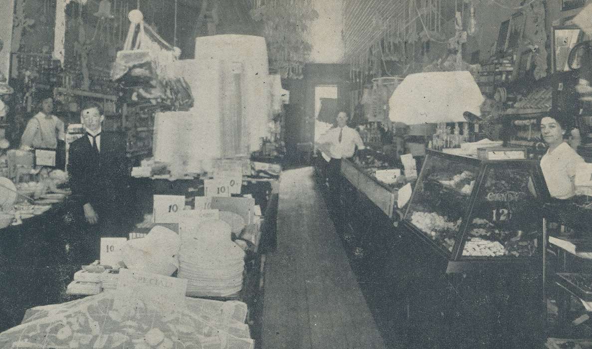 general store, Iowa, Businesses and Factories, clerk, postcard, Meyer, Sarah, Labor and Occupations, history of Iowa, Waverly, IA, Iowa History