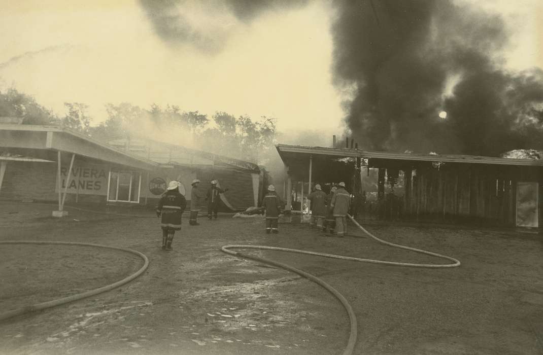 ballroom, history of Iowa, Iowa History, bowling alley, Wrecks, Businesses and Factories, fire, fireman, Janesville, IA, Iowa, Waverly Public Library, Labor and Occupations