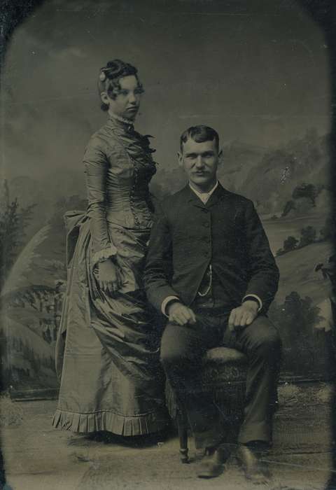 Portraits - Group, tin photograph, Iowa History, history of Iowa, woman, couple, Waverly, IA, man, Iowa, jay family collection, correct date needed, Waverly Public Library