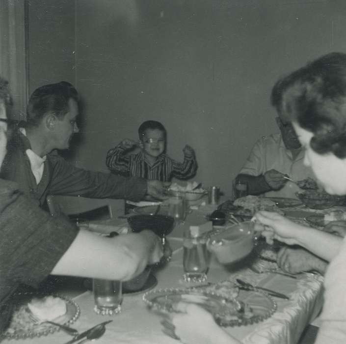 table, history of Iowa, Iowa History, Families, Fink-Bowman, Janna, cup, silverware, gravy boat, West Union, IA, dishes, Iowa, Homes, Food and Meals, Children