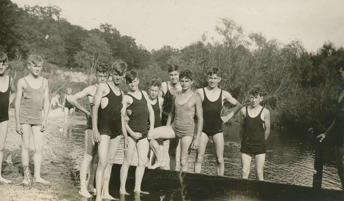Portraits - Group, swimming, boy scouts, history of Iowa, Iowa History, Webster City, IA, Iowa, Outdoor Recreation, McMurray, Doug, Children