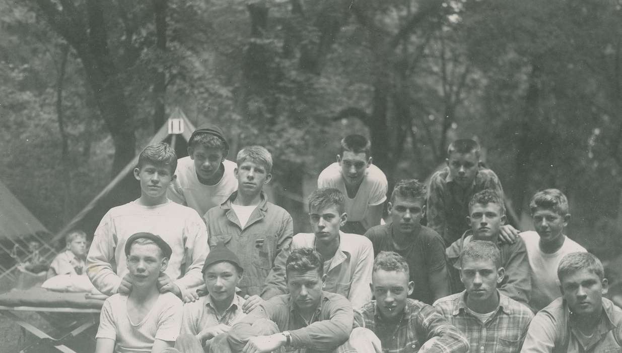 Portraits - Group, Lehigh, IA, boy scouts, history of Iowa, Iowa History, tent, Iowa, Outdoor Recreation, McMurray, Doug, Children, camping