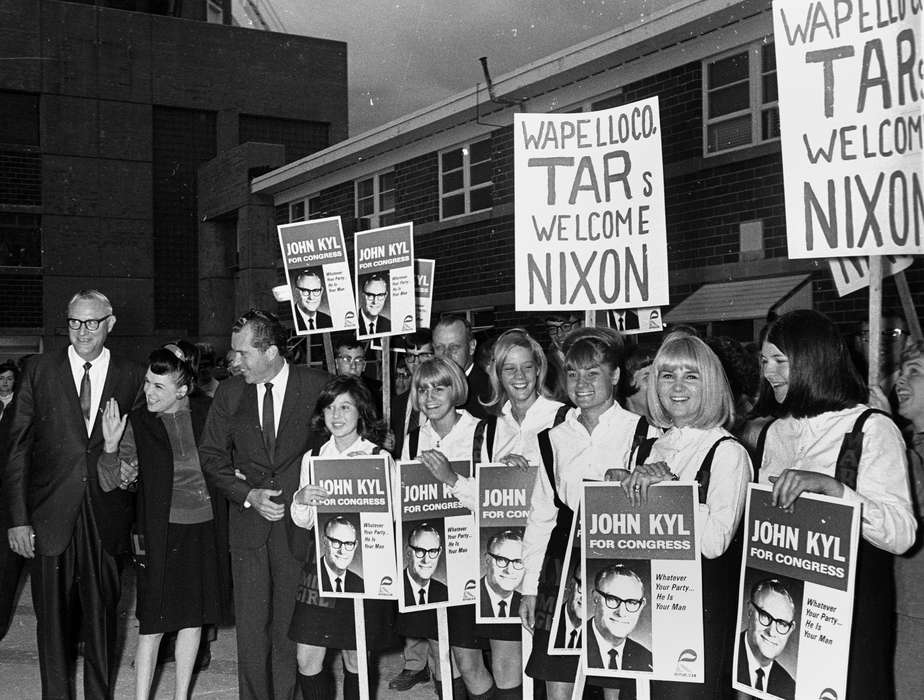 Portraits - Group, politician, Iowa History, Ottumwa, IA, history of Iowa, Civic Engagement, john kyl, richard nixon, election campaign, Iowa, Lemberger, LeAnn