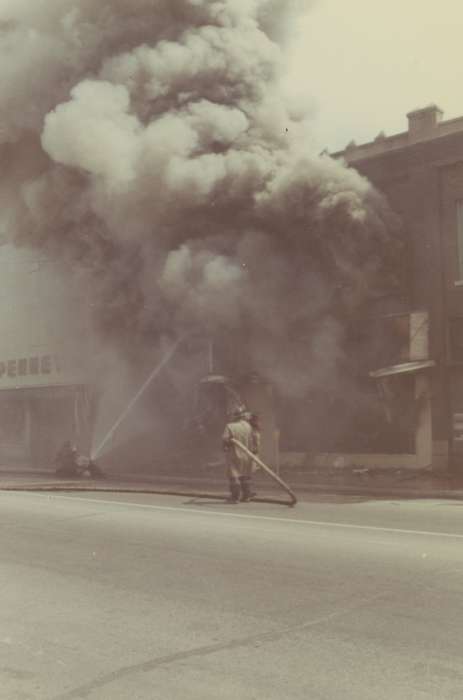 Businesses and Factories, firefighter, Cities and Towns, Iowa History, Iowa, Lyman, Donna, Charles City, IA, history of Iowa, fire, smokestack