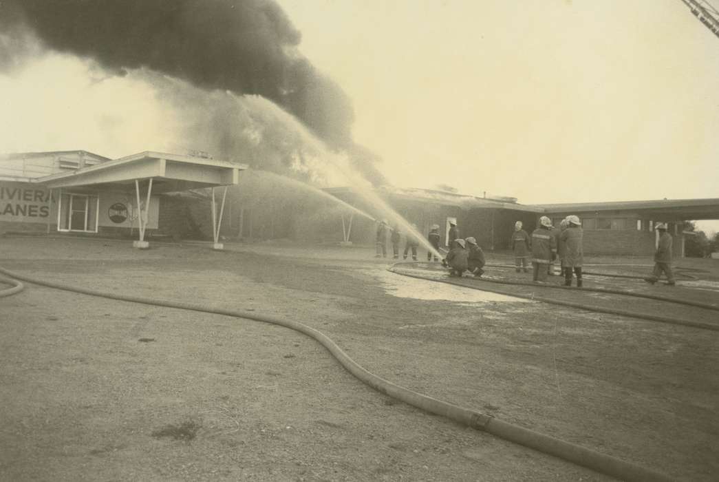 ballroom, history of Iowa, Iowa History, bowling alley, Wrecks, Businesses and Factories, fire, fireman, Janesville, IA, Iowa, Waverly Public Library, Labor and Occupations
