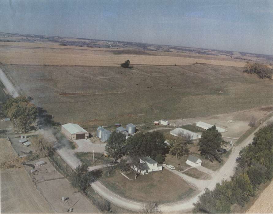 history of Iowa, Iowa History, farm house, farmland, Logan, IA, Aerial Shots, silo, Iowa, Henderson, Dan, Farms