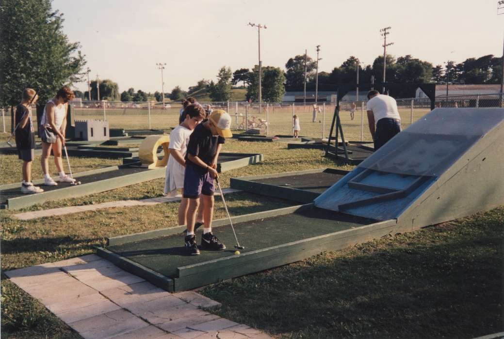 Children, history of Iowa, Waverly Public Library, Waverly, IA, Iowa, minigolf, trees, Outdoor Recreation, Iowa History, children, playing