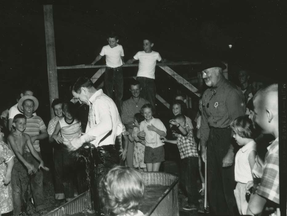 boy, Iowa History, Entertainment, Waverly Public Library, Children, night, man, Iowa, history of Iowa, water, girl, dunk tank