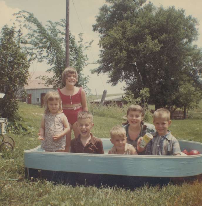 Portraits - Group, Kime, Irma, history of Iowa, Iowa History, swimming pool, Iowa, Fayette, IA, Children, Leisure, pool