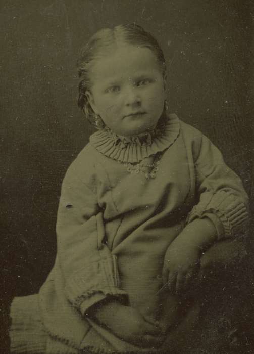 Donner, Tracy, history of Iowa, Iowa History, girl, ruffled collar, earrings, necklace, Iowa, USA, dress, Children, Portraits - Individual