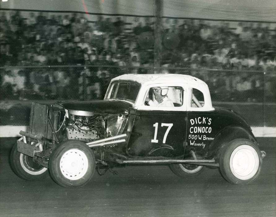 tunis speedway, racecar, history of Iowa, Iowa History, Entertainment, racecar driver, Motorized Vehicles, Volgarino, Jim, car, speedway, Iowa, Waterloo, IA