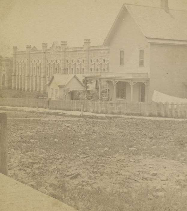 porch, Iowa, Prisons and Criminal Justice, house, fence, balcony, Anamosa, IA, Hatcher, Cecilia, history of Iowa, Iowa History