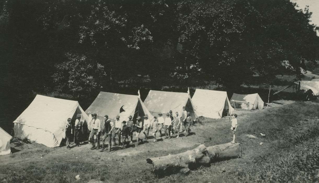 boy scouts, camp, history of Iowa, Iowa History, log, McMurray, Doug, Hamilton County, IA, Iowa, Outdoor Recreation, tents, Children, Leisure, camping