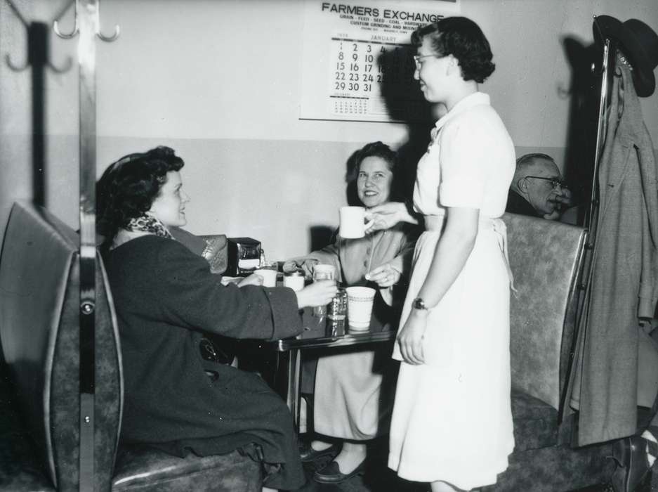 waitress, history of Iowa, diner, Waverly Public Library, Iowa, Civic Engagement, Food and Meals, coffee, Iowa History