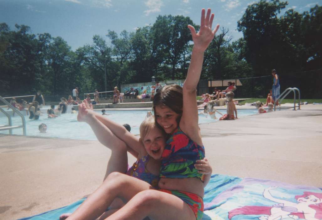 Portraits - Group, Camden, Shannon, history of Iowa, Iowa History, summer, towel, swimming pool, Fort Dodge, IA, Iowa, Outdoor Recreation, swimsuit, silly, Children, pool
