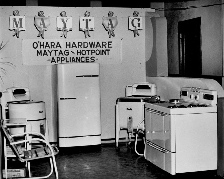 history of Iowa, advertisement, Ottumwa, IA, Iowa History, Businesses and Factories, stove, washing machine, Iowa, Lemberger, LeAnn, appliance, maytag, refrigerator