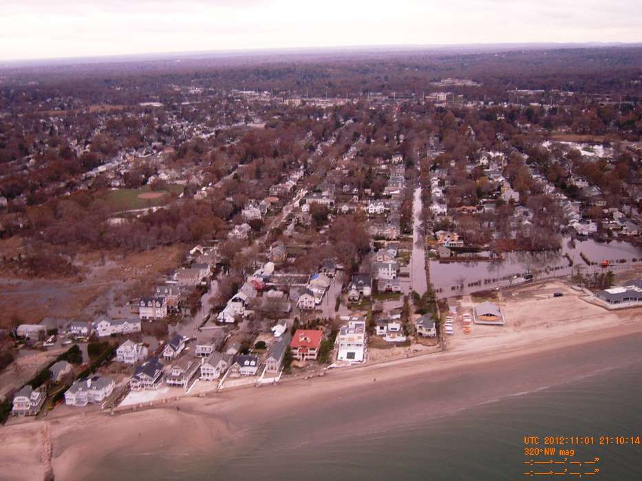 Iowa, aerial, aerial shot, coastline, Fairfield County, CT, sand, history of Iowa, 2012 flood, Connecticut Office of Policy and Management, provided to the Map and Geographic Information Center at the University of Connecticut Library., lake, town, flood, beach, Iowa History