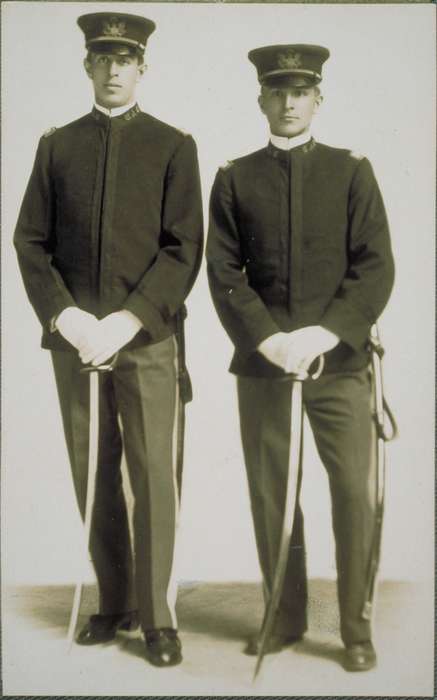 history of Iowa, uniform, sword, Iowa History, Storrs, CT, Archives & Special Collections, University of Connecticut Library, Iowa, hat