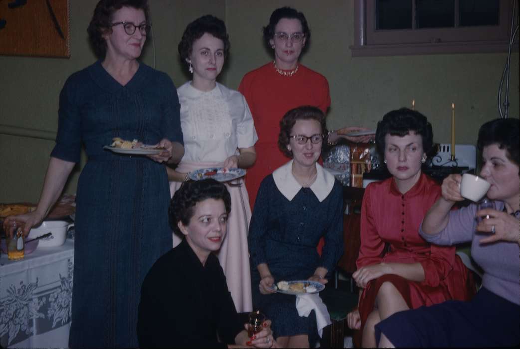 Portraits - Group, Food and Meals, Iowa, Iowa History, Leisure, Des Moines, IA, Campopiano Von Klimo, Melinda, history of Iowa, glasses, potluck