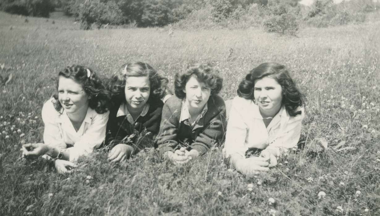 Bartlett, Colleen, grass, history of Iowa, flowers, Iowa, Eagle Grove, IA, friends, field, hairstyle, Portraits - Group, Iowa History, clover