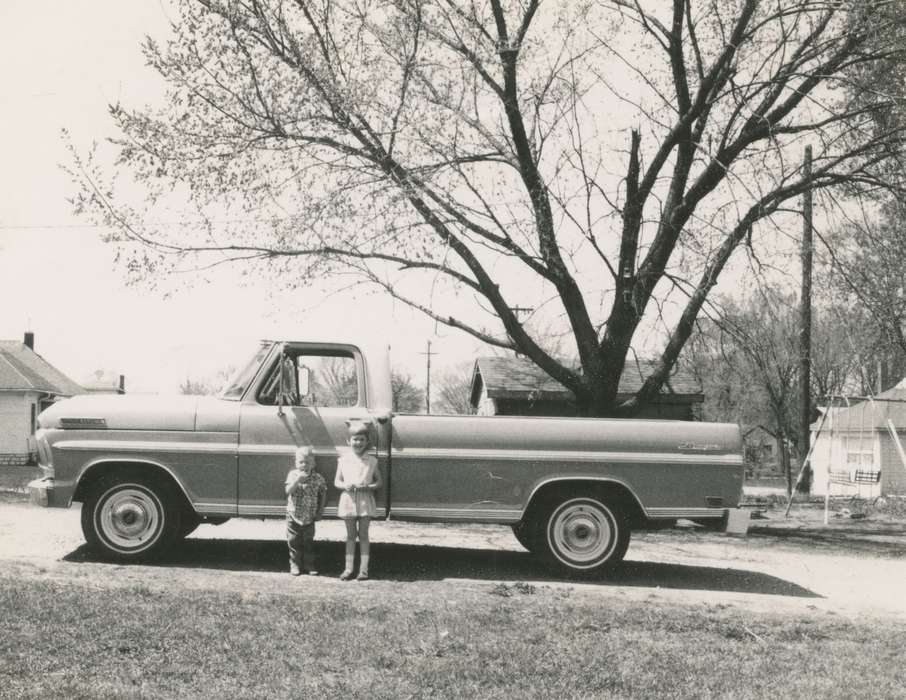 Portraits - Group, Iowa History, Iowa, Motorized Vehicles, ford, truck, Wickwire (Uker), Cheryl, Osage, IA, Children, pickup, history of Iowa