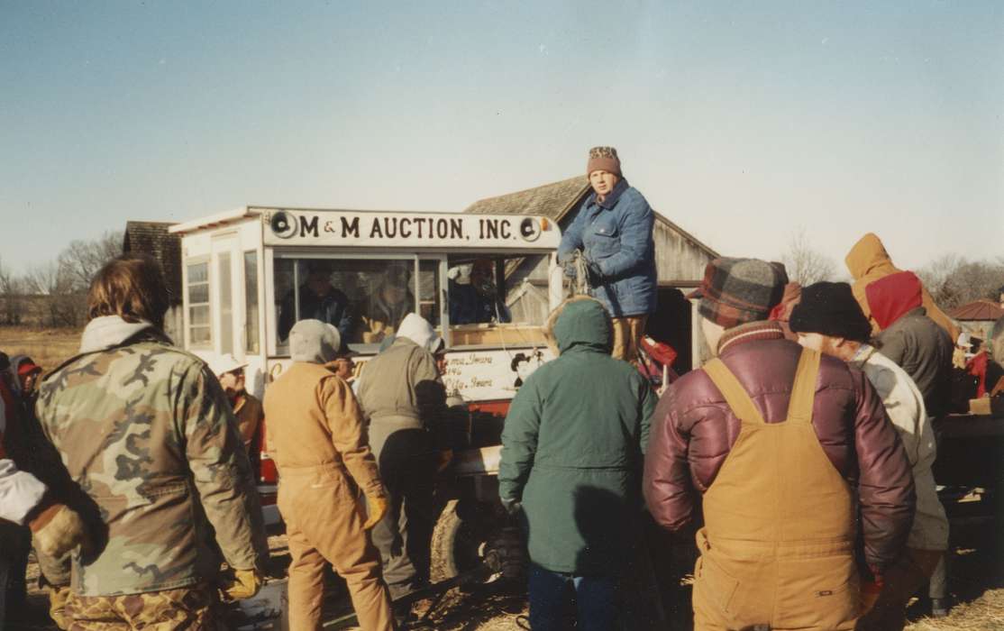 history of Iowa, Iowa History, auction, Scheve, Mary, coat, Iowa, Farms, Barnes City, IA, overalls, hat, Labor and Occupations