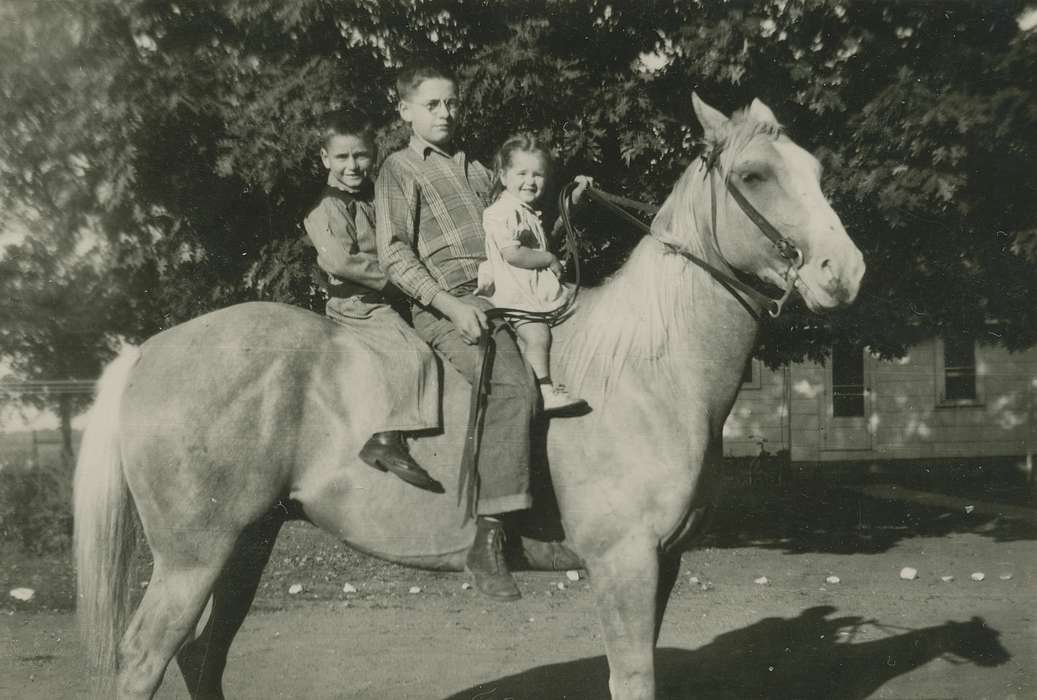 Portraits - Group, Animals, Waterloo, IA, Iowa History, Iowa, horse, Wahl, Dawn, Farms, Children, history of Iowa