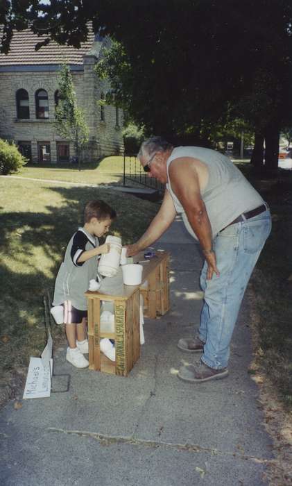 Cities and Towns, lemonade stand, Iowa History, sidewalk, Children, Iowa, history of Iowa, Hatcher, Cecilia, jeans, Anamosa, IA, Labor and Occupations