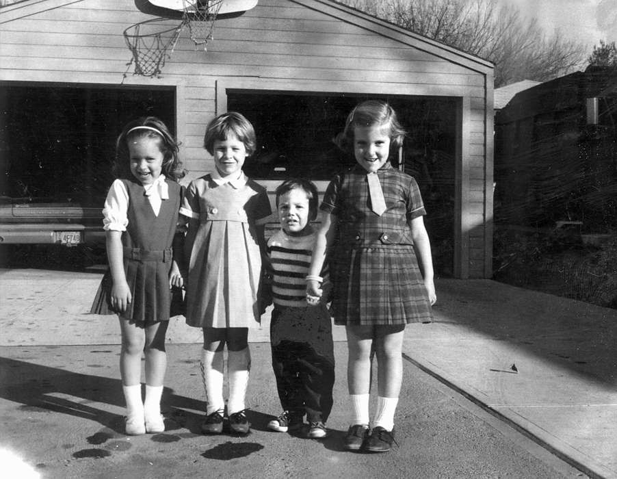 history of Iowa, Windsor Heights, IA, Schools and Education, Iowa, McLaughlin, Angie, basketball hoop, Iowa History, Children, garage, Portraits - Group, school