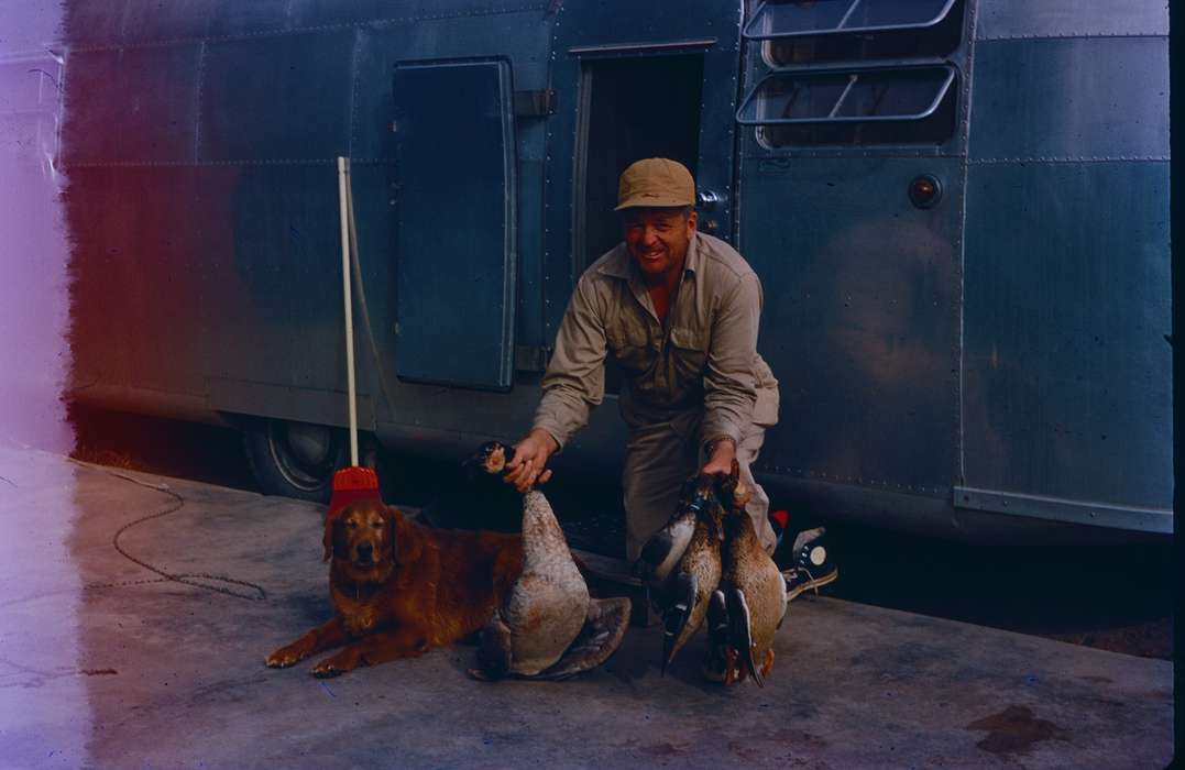 trailer, Portraits - Individual, Animals, Iowa History, Iowa, Motorized Vehicles, hunting, Harken, Nichole, dog, history of Iowa, Outdoor Recreation, pheasant