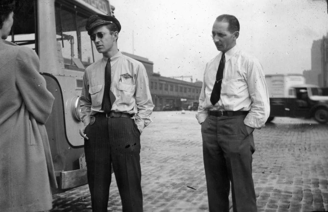 Travel, history of Iowa, uniform, Iowa History, Pickering, Tara, Iowa, bus, New York, NY, Labor and Occupations