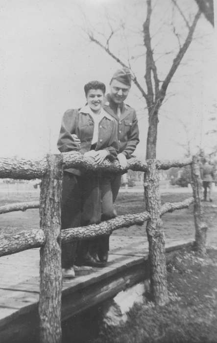 Portraits - Group, bridge, Myli, Diane, Iowa History, Northwood, IA, Iowa, uniform, Military and Veterans, history of Iowa