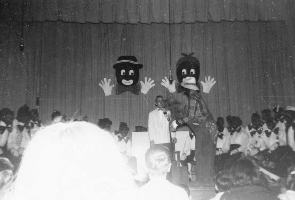 history of Iowa, blackface, minstrel, Entertainment, Iowa History, stereotype, play, Orange, IA, Iowa, Mountain, Carole, Schools and Education, Children, stereotype of african american
