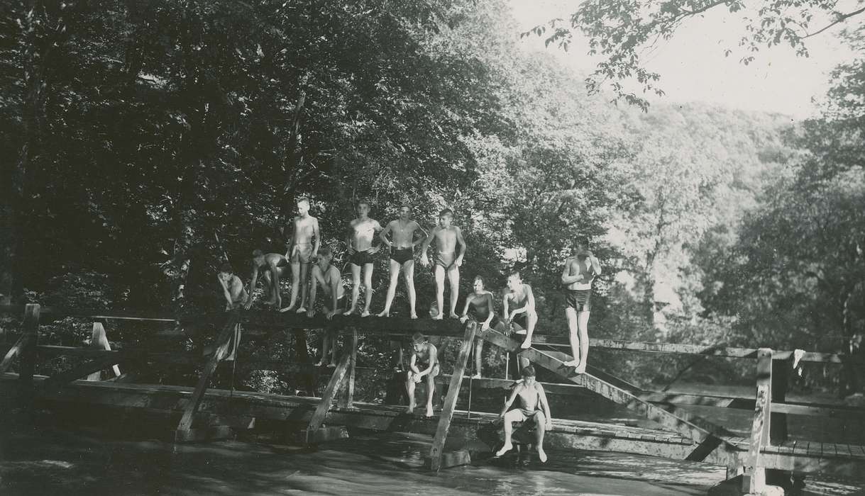 Portraits - Group, Lehigh, IA, swimming, boy scouts, history of Iowa, Iowa History, Iowa, Outdoor Recreation, McMurray, Doug, Leisure