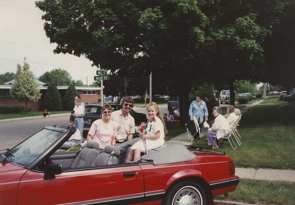 Iowa, parade, Fairs and Festivals, coupe, Conklin, Beverly, Children, Denver, IA, car, Cities and Towns, convertible, Civic Engagement, history of Iowa, Motorized Vehicles, Iowa History