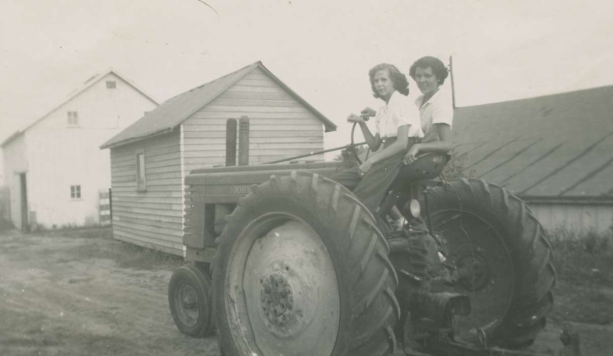 Portraits - Group, tractor, Iowa History, La Porte City, IA, Iowa, Rampton, Angela, Farms, Farming Equipment, john deere, history of Iowa