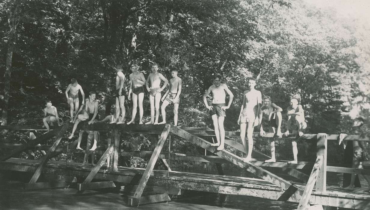Portraits - Group, Lehigh, IA, swimming, boy scouts, history of Iowa, Iowa History, Iowa, Outdoor Recreation, McMurray, Doug, Children, Leisure
