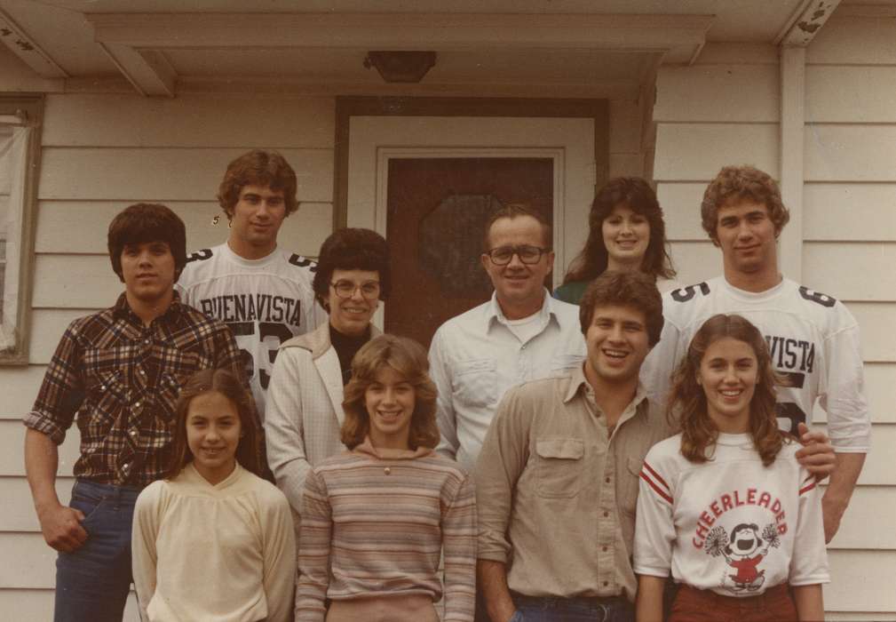 Portraits - Group, Johnson, Mary, history of Iowa, Iowa History, Families, cheerleader, football, Buena Vista, IA, Iowa