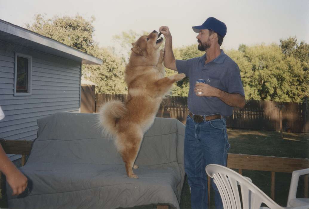 Leisure, history of Iowa, Iowa History, Animals, Blairstown, IA, Iowa, beer, deck, Brenneman, Brenda, dog