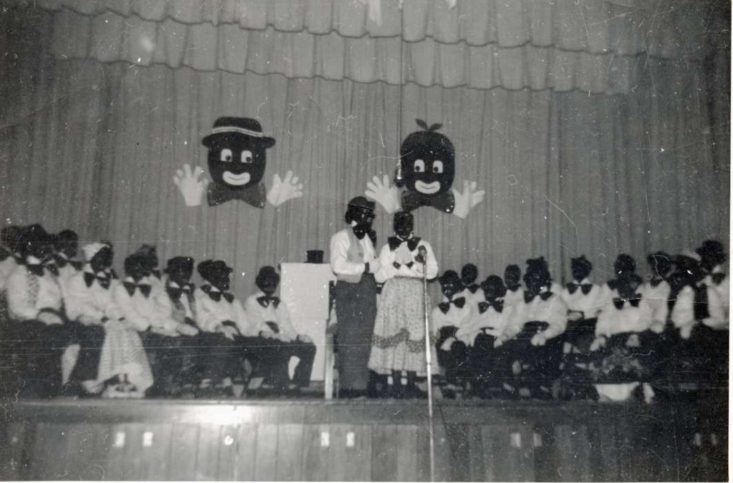 history of Iowa, blackface, minstrel, Entertainment, Iowa History, stereotype, play, Orange, IA, Iowa, Mountain, Carole, Schools and Education, stereotype of african american