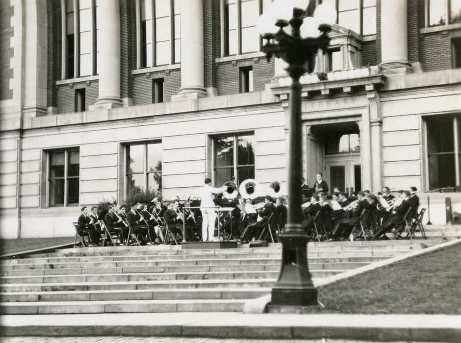 Cedar Falls, IA, band, history of Iowa, Entertainment, Iowa History, uni, iowa state teachers college, sousaphone, UNI Special Collections & University Archives, clarinet, tuba, trombone, Schools and Education, Iowa, university of northern iowa