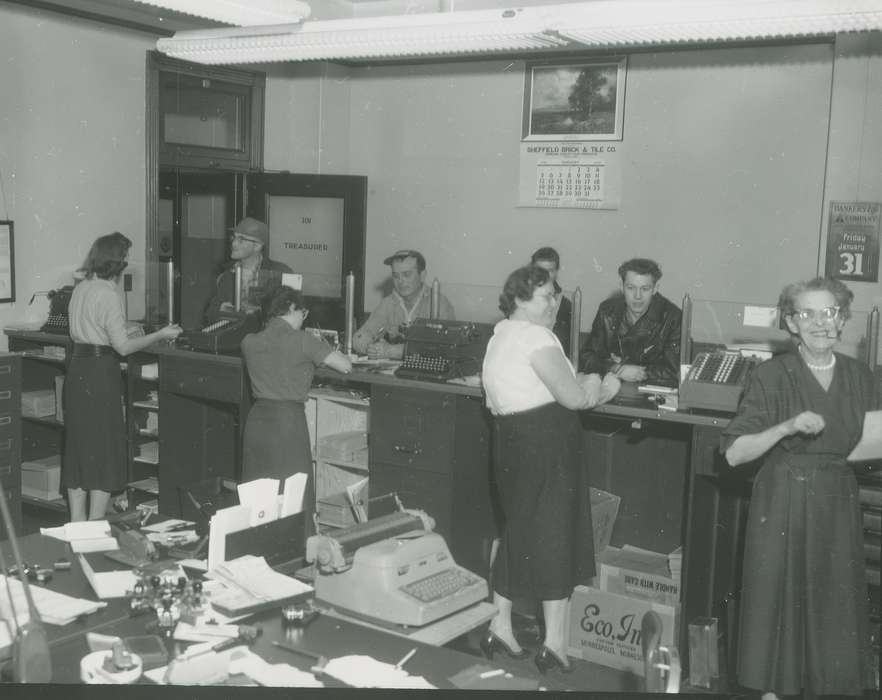 building interior, Iowa History, Waverly Public Library, office, Iowa, history of Iowa, Businesses and Factories