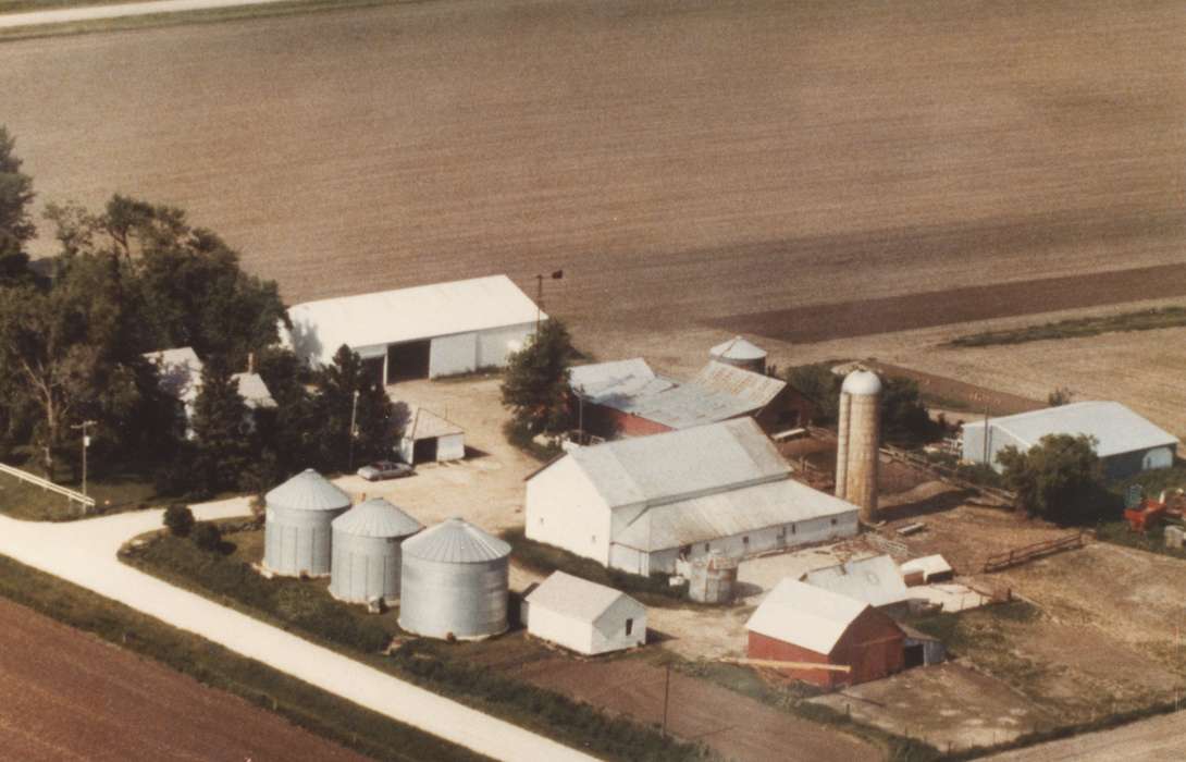 Campbell, Gloria, Iowa History, Iowa, silo, Aerial Shots, Farms, Dunkerton, IA, Barns, history of Iowa