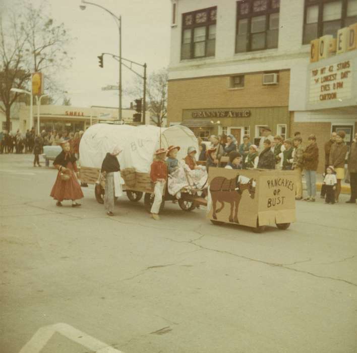 IA, Iowa, Boyke, Jan, parade, Fairs and Festivals, Main Streets & Town Squares, Children, Cities and Towns, history of Iowa, movie theater, Iowa History, wagon